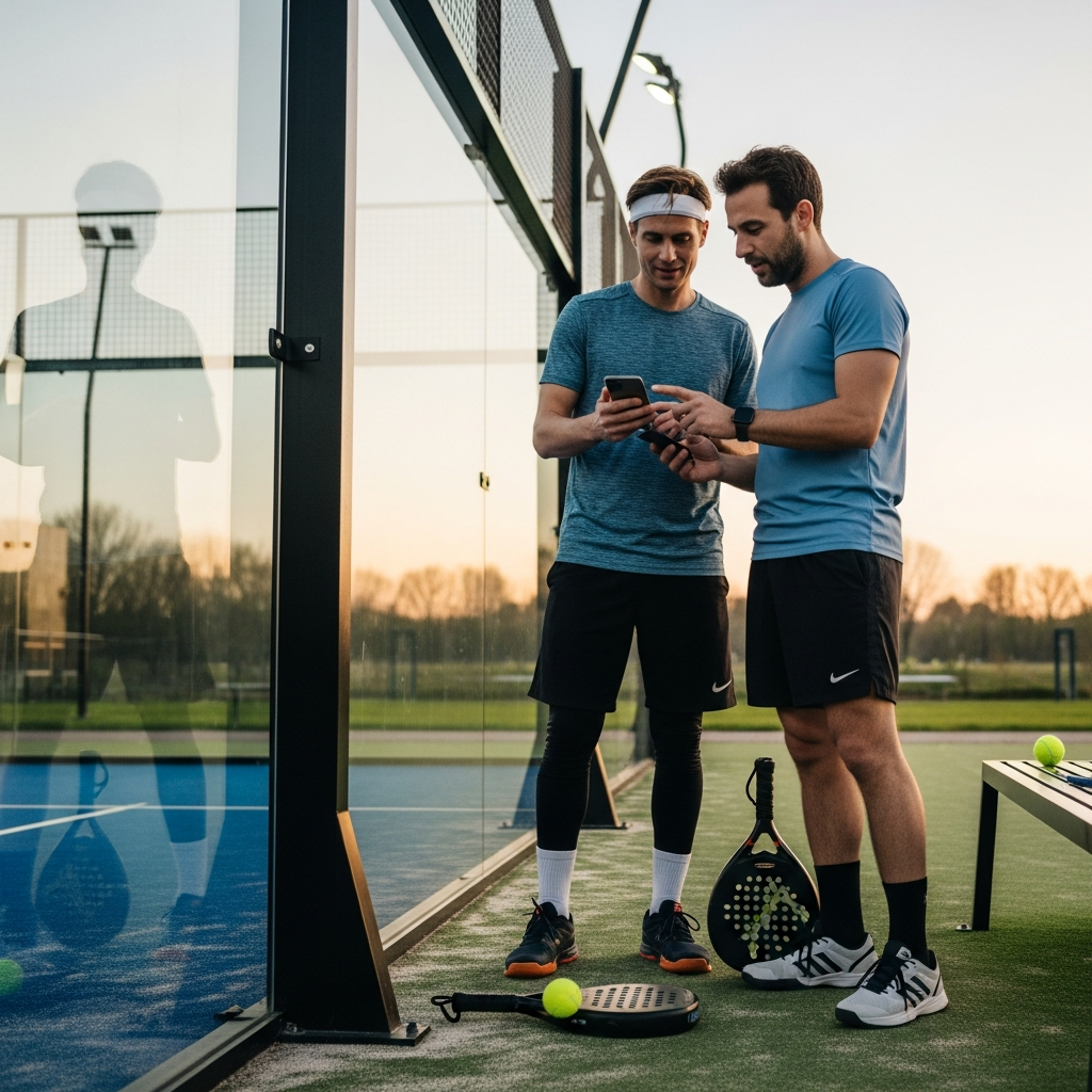Spelers checken reistijd en beschikbaarheid voor padel na werk
