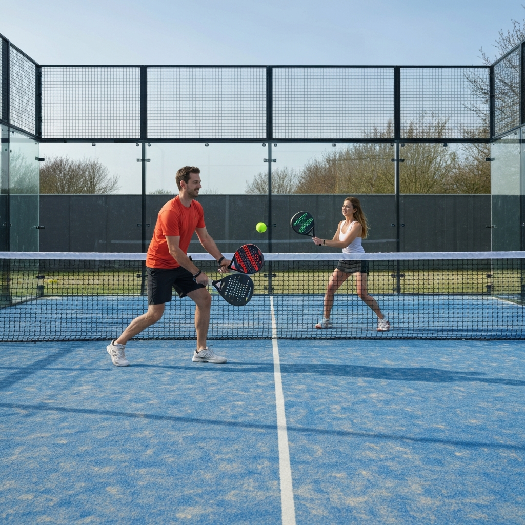 Koppel speelt samen padel op een ontspannen manier