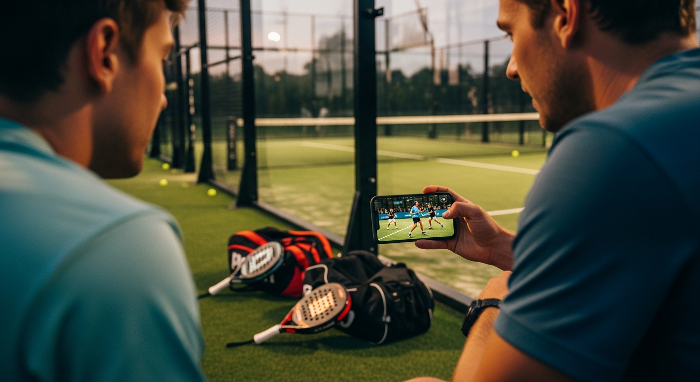 Nederlandse padelspelers volgen groot padelnieuws naast de baan